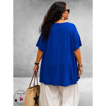 Frenzi Shirt Koningsblauw Asymmetrisch