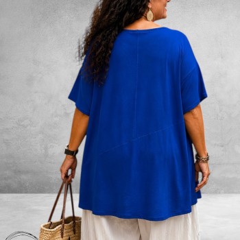 Frenzi Shirt Koningsblauw Asymmetrisch