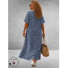FRENZI Jurk Lang Blauw/Wit Klaverblad 