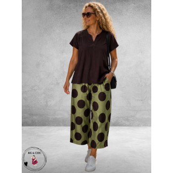 Frenzi Ballonbroek Groen/Bruin Dots
