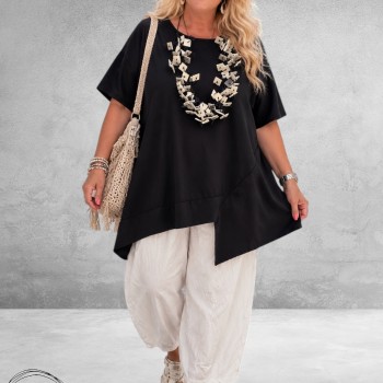 Frenzi Shirt Asymmetrisch Katoen Zwart
