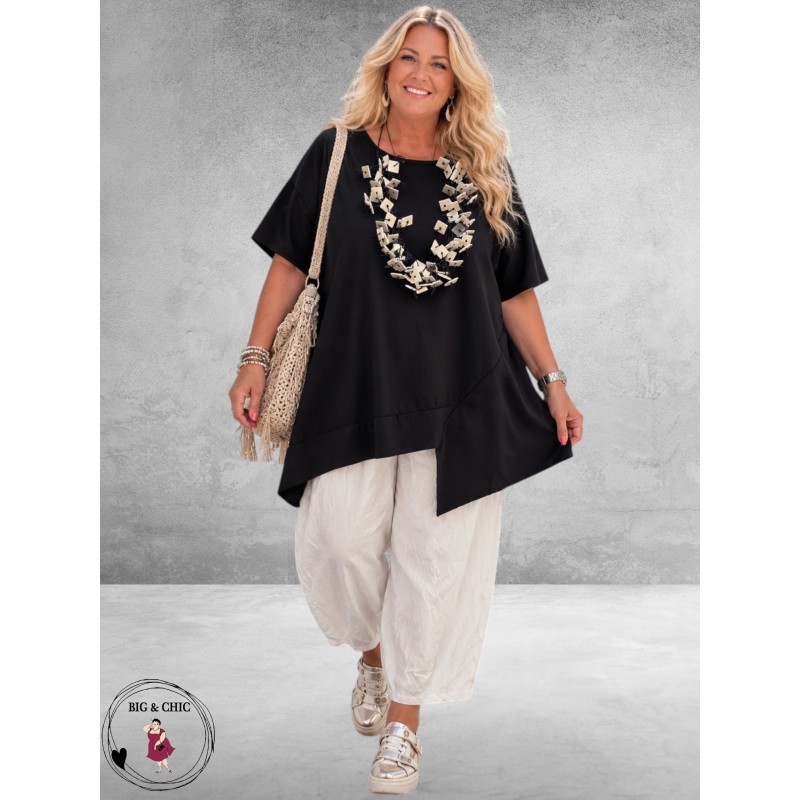 Frenzi Shirt Asymmetrisch Katoen Zwart