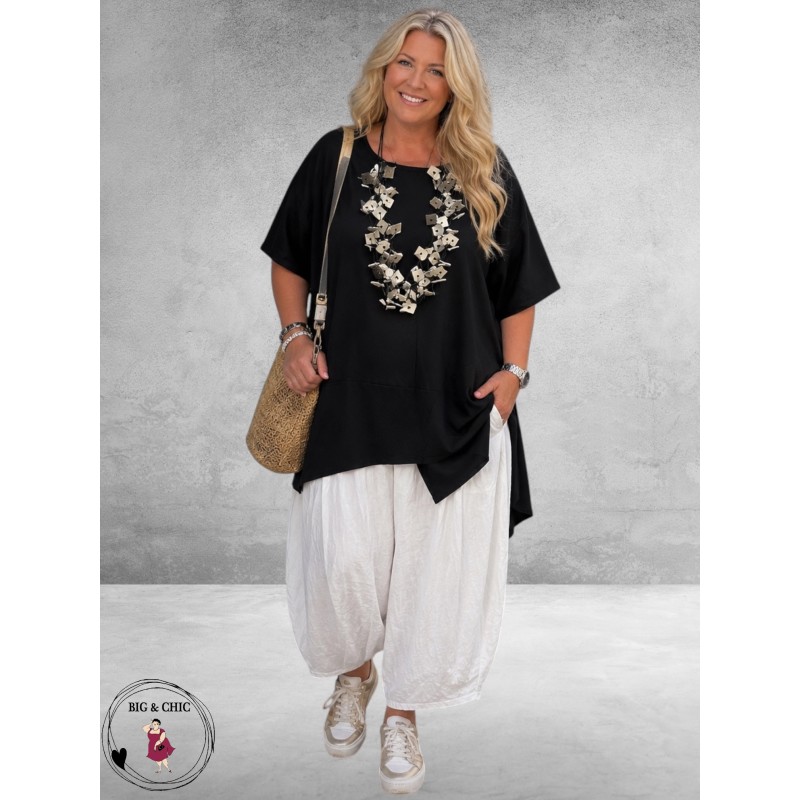 Frenzi Shirt Asymmetrisch Katoen Zwart