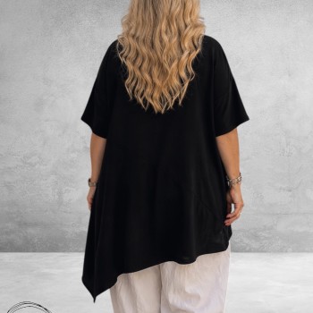 Frenzi Shirt Asymmetrisch Katoen Zwart