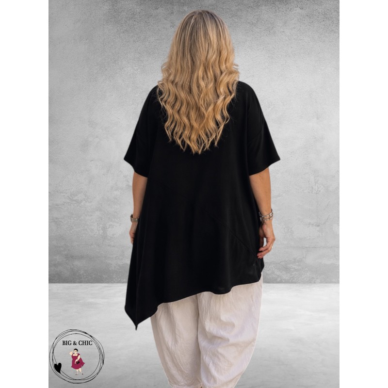 Frenzi Shirt Asymmetrisch Katoen Zwart