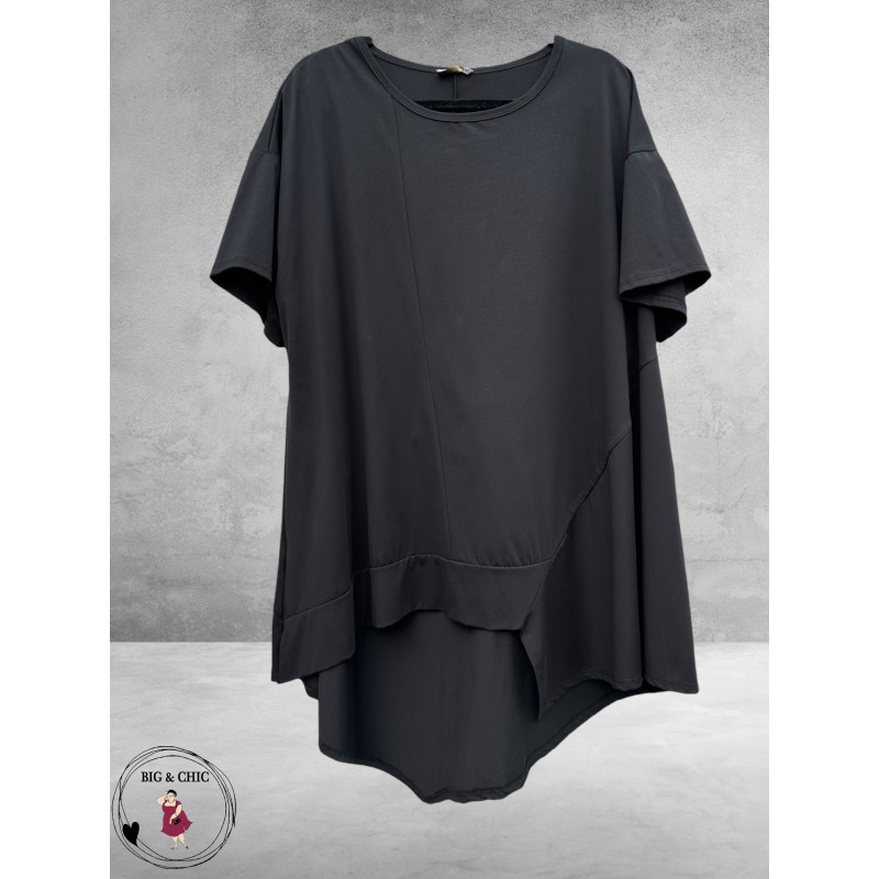 Frenzi Shirt Asymmetrisch Katoen Zwart