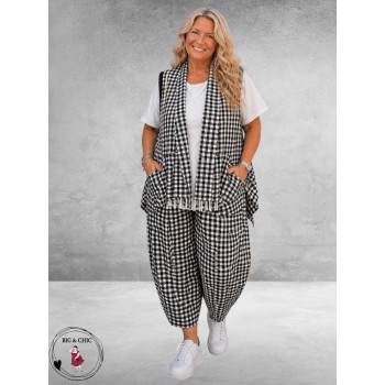 Frenzi Gilet Zwart/Wit Ruit