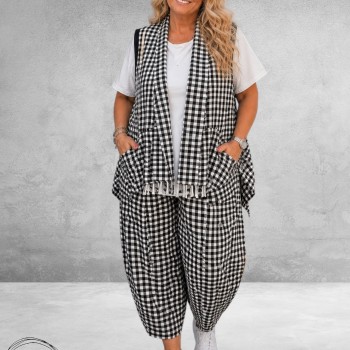 Frenzi Gilet Zwart/Wit Ruit