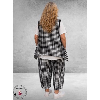 Frenzi Gilet Zwart/Wit Ruit