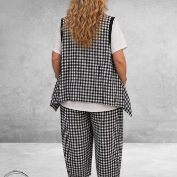 Frenzi Gilet Zwart/Wit Ruit