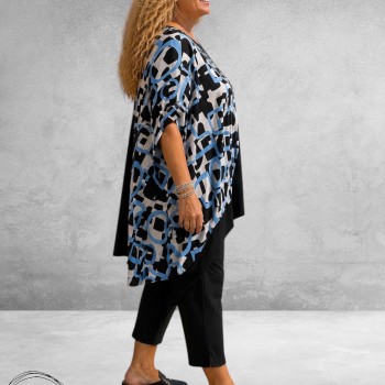 Frenzi Poncho-Tuniek Zwart/Blauw