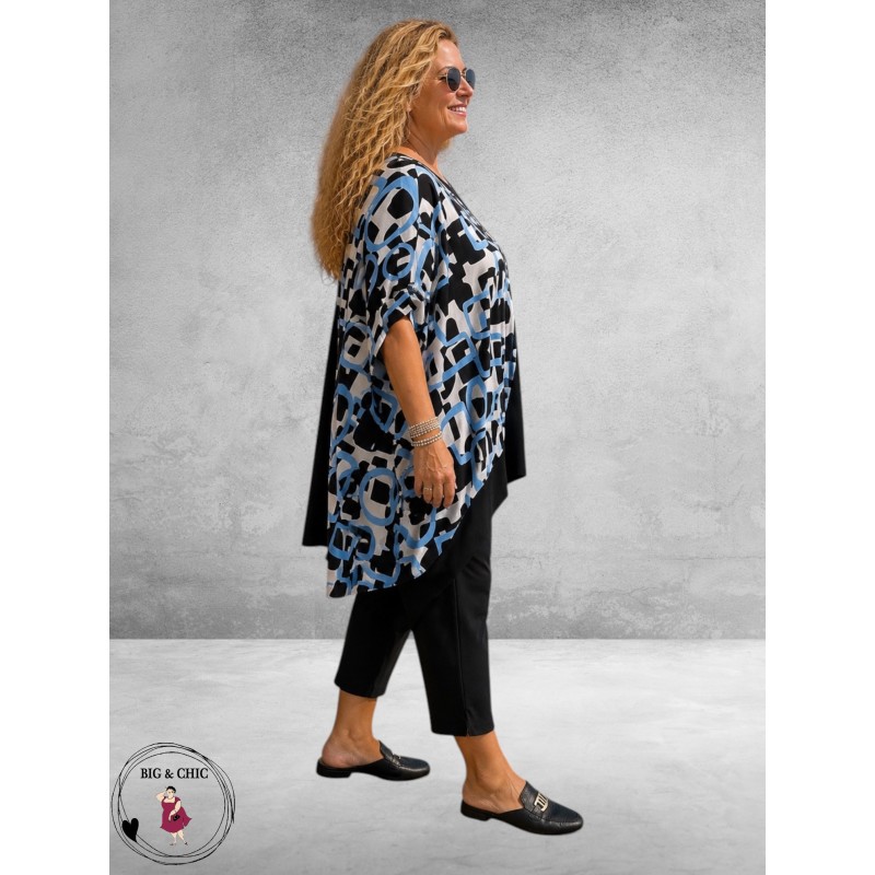 Frenzi Poncho-Tuniek Zwart/Blauw
