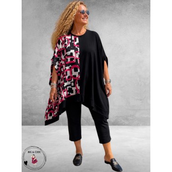 Frenzi Poncho-Tuniek Zwart/Fuchsia