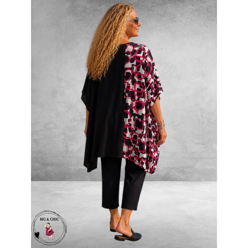 Frenzi Poncho-Tuniek Zwart/Fuchsia