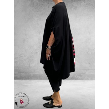 Frenzi Poncho-Tuniek Zwart/Fuchsia