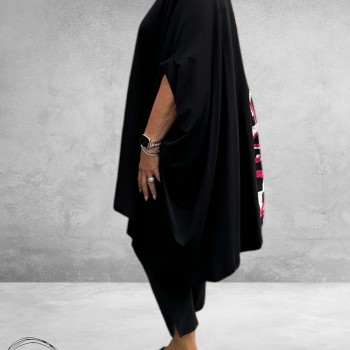 Frenzi Poncho-Tuniek Zwart/Fuchsia