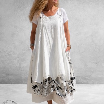Frenzi Jurk/Overslag Kranten Print Wit 