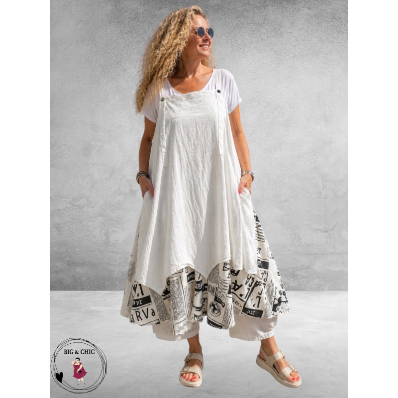 Frenzi Jurk/Overslag Kranten Print Wit 