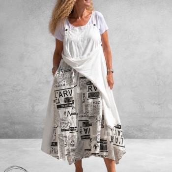 Frenzi Jurk/Overslag Kranten Print Wit 