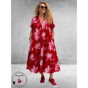 FRENZI Jurk Lang Rood Magnolia