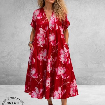 FRENZI Jurk Lang Rood Magnolia