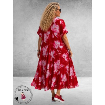 FRENZI Jurk Lang Rood Magnolia