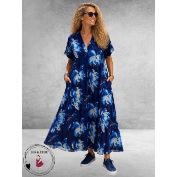 FRENZI Jurk Lang Blauw Magnolia