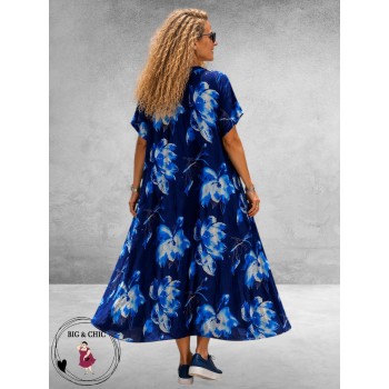 FRENZI Jurk Lang Blauw Magnolia