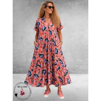 FRENZI Jurk Lang Roze Multi