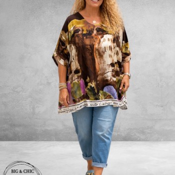 Frenzi Shirt Oversize Mediterrane Sfeer Aardetinten