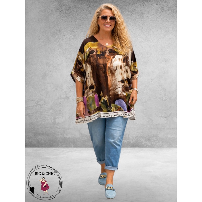 Frenzi Shirt Oversize Mediterrane Sfeer Aardetinten