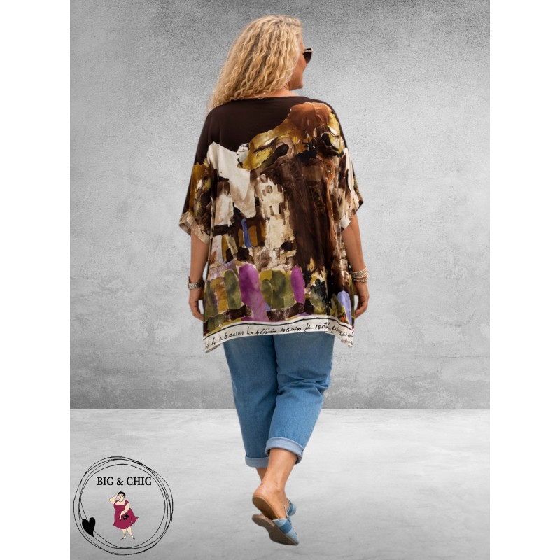 Frenzi Shirt Oversize Mediterrane Sfeer Aardetinten