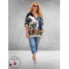 Frenzi Shirt Oversize Mediterrane Sfeer Blauw