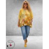Frenzi Shirt Oversized Kunstzinnige Bloemenprint Geel