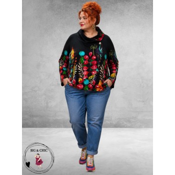 Frenzi  Jasje Asymmetrisch Flowers Zwart