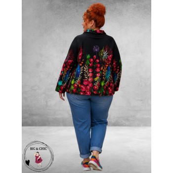 Frenzi  Jasje Asymmetrisch Flowers Zwart