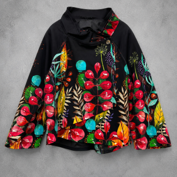 Frenzi  Jasje Asymmetrisch Flowers Zwart