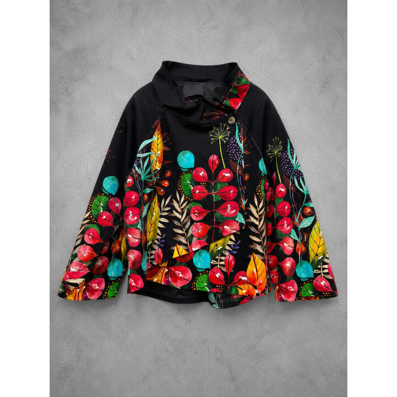 Frenzi  Jasje Asymmetrisch Flowers Zwart