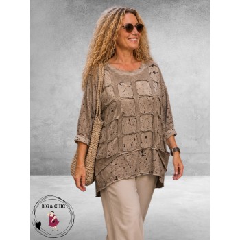 Frenzi Shirt Ausbrenner Taupe