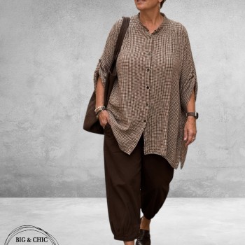 Frenzi Blouse Oversized Ruit Bruin