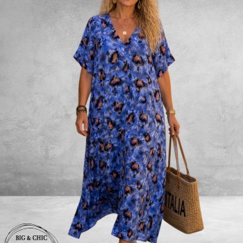 FRENZI Jurk Lang Blauw Multi