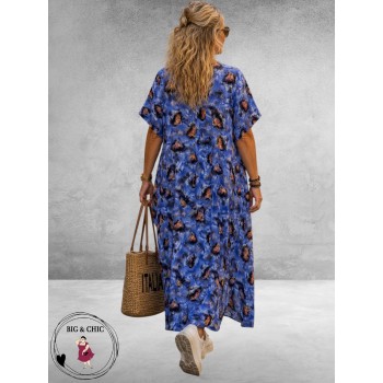 FRENZI Jurk Lang Blauw Multi