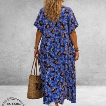 FRENZI Jurk Lang Blauw Multi