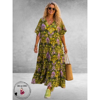 Frenzi Jurk Lang Lime-Geel-Paars