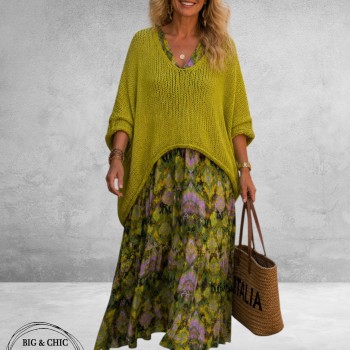 Frenzi Jurk Lang Lime-Geel-Paars