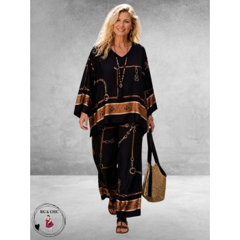 Frenzi Tweedelige Pak Zwart/Luxe Print