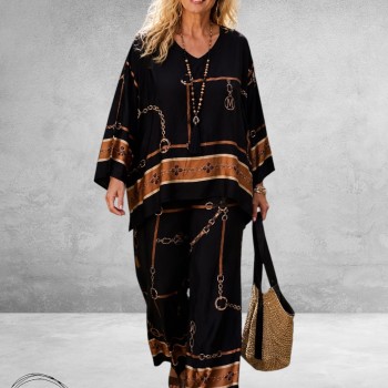Frenzi Tweedelige Pak Zwart/Luxe Print