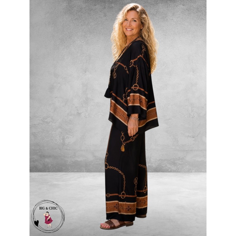 Frenzi Tweedelige Pak Zwart/Luxe Print