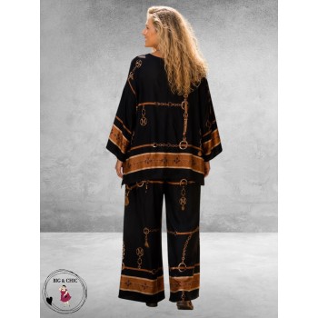 Frenzi Tweedelige Pak Zwart/Luxe Print