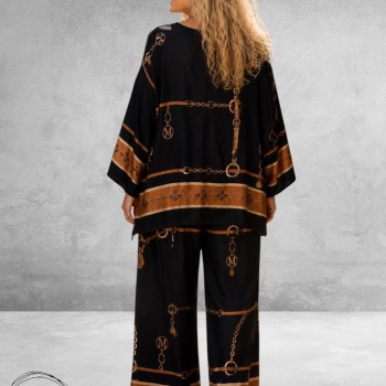 Frenzi Tweedelige Pak Zwart/Luxe Print